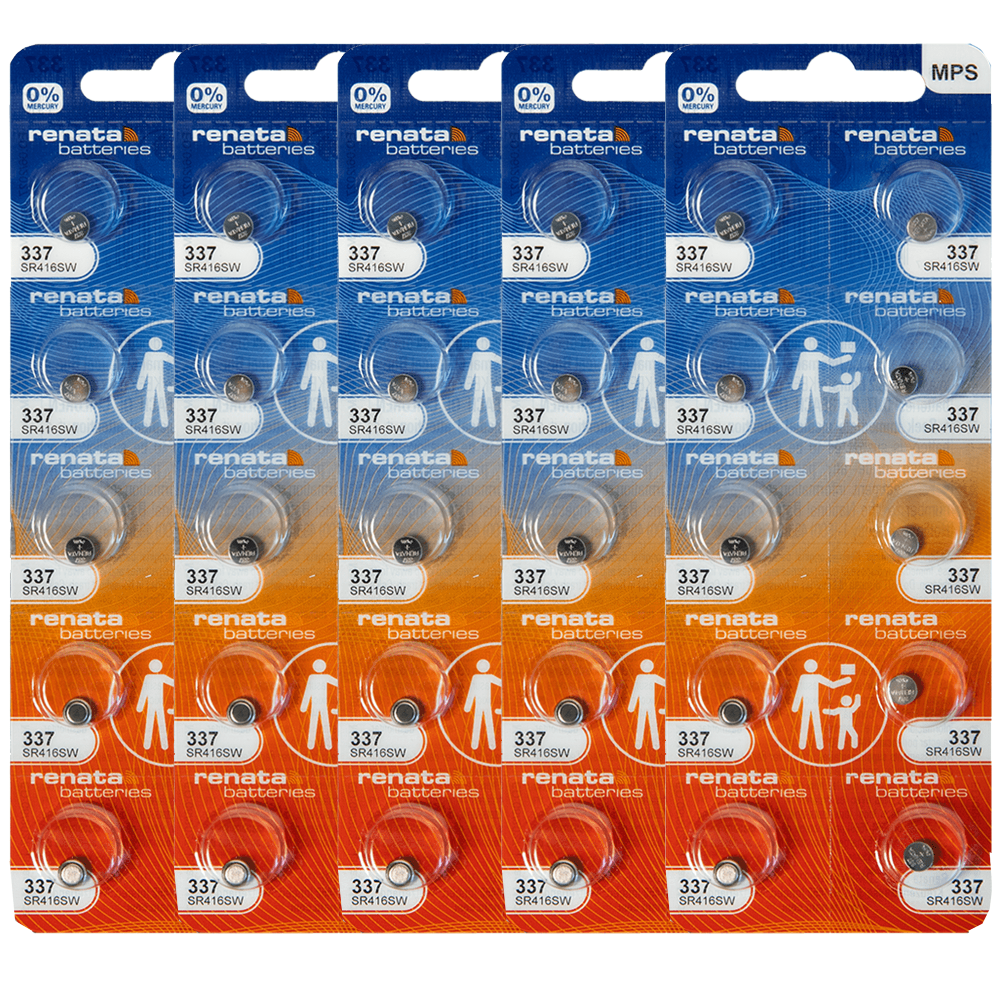 Renata SA 337 SR416SW Watch Batteries, 1.55V Silver Oxide, 2