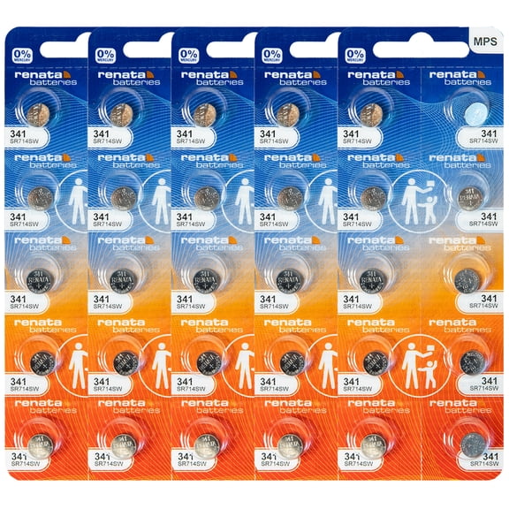 Renata 341 SR714SW Batteries - 1.55V Silver Oxide 341 Watch Battery (50 Count)