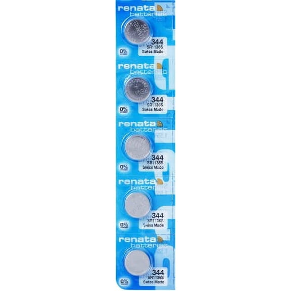Renata 344 Button Cell watch battery, 5 Pack by Renata