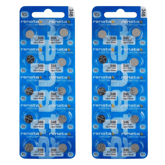 Renata 346 SR712SW Batteries - 1.55V Silver Oxide 346 Watch Battery (20 Count)