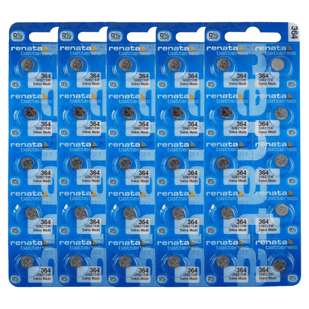 Renata 364 SR621SW Batteries - 1.55V Silver Oxide 364 Watch Battery (50 Count)