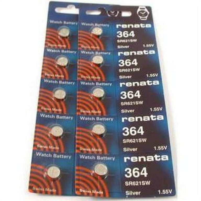 Renata 364 Silver Oxide Watch Batteries (10 Pack)