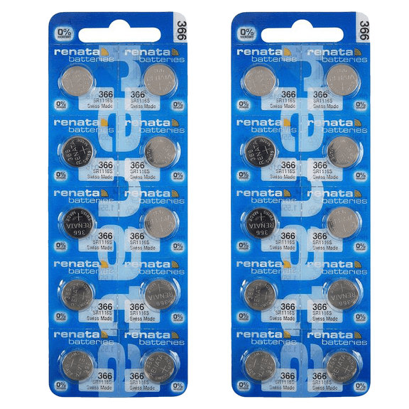 Renata 366 SR1116SW Batteries - 1.55V Silver Oxide 366 Watch Battery (20 Count)