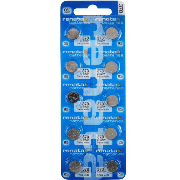 Renata 370 SR920W Batteries - 1.55V Silver Oxide 370 Watch Battery (10 Count)