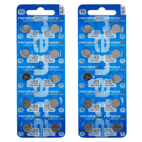 Renata 370 SR920W Batteries - 1.55V Silver Oxide 370 Watch Battery (20 Count)