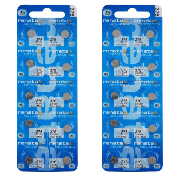 Renata 376 SR626W Batteries - 1.55V Silver Oxide 376 Watch Battery (20 Count)