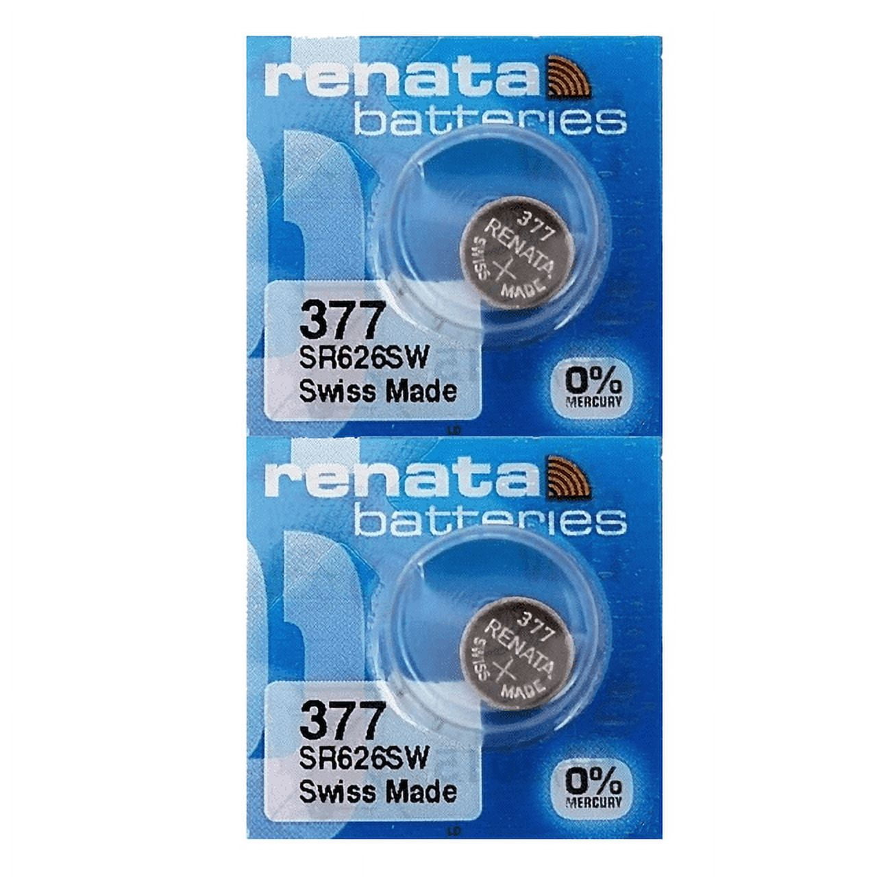 2x Renata 377 Watch Batteries, 0% MERCURY equivilate SR626SW 626