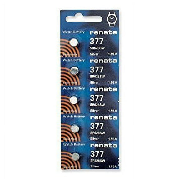 Renata #377 Silver Oxide Battery - 5 Pack by Renata