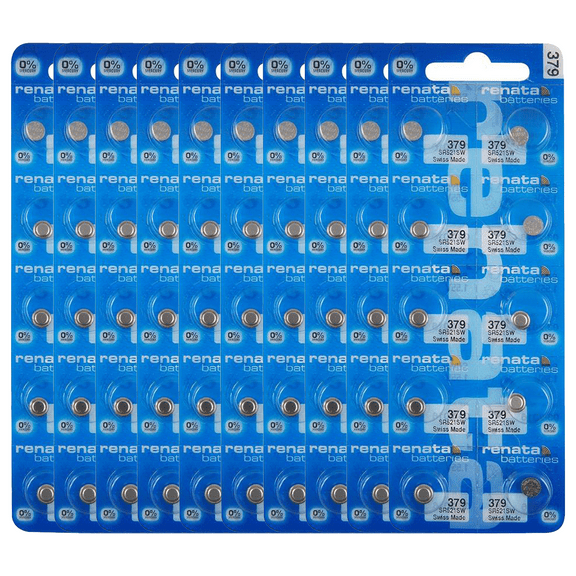 Renata 379 SR521SW Batteries - 1.55V Silver Oxide 379 Watch Battery (100 Count)