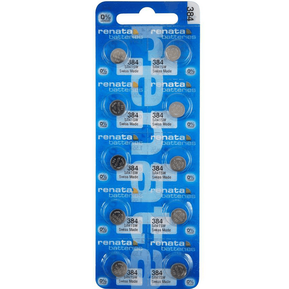 Renata 384 SR41SW Batteries - 1.55V Silver Oxide 384 Watch Battery (10 Count)