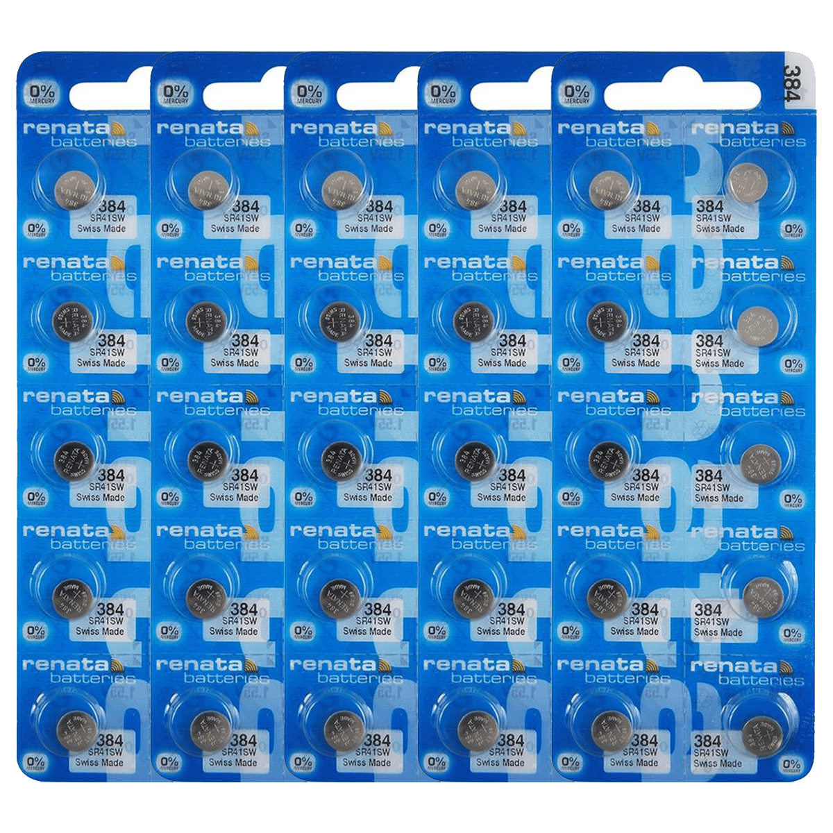 Renata 384 SR41SW Batteries - 1.55V Silver Oxide 384 Watch Battery (50 ...
