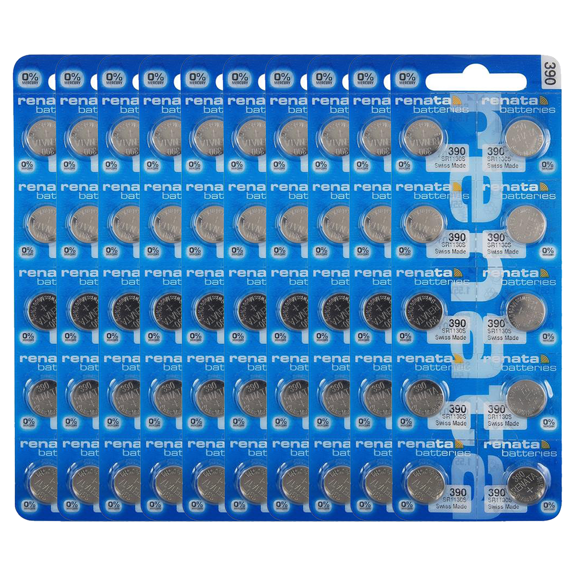 Renata 390 SR1130SW Batteries - 1.55V Silver Oxide 390 Watch Battery (100 Count)