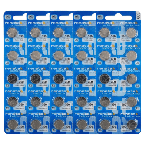 Renata 390 SR1130SW Batteries - 1.55V Silver Oxide 390 Watch Battery (50 Count)