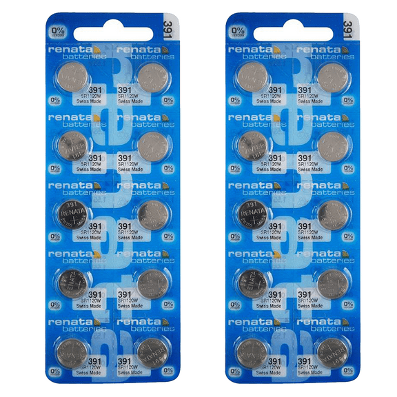Renata 391 SR1120W Batteries - 1.55V Silver Oxide 391 Watch Battery (20 Count)