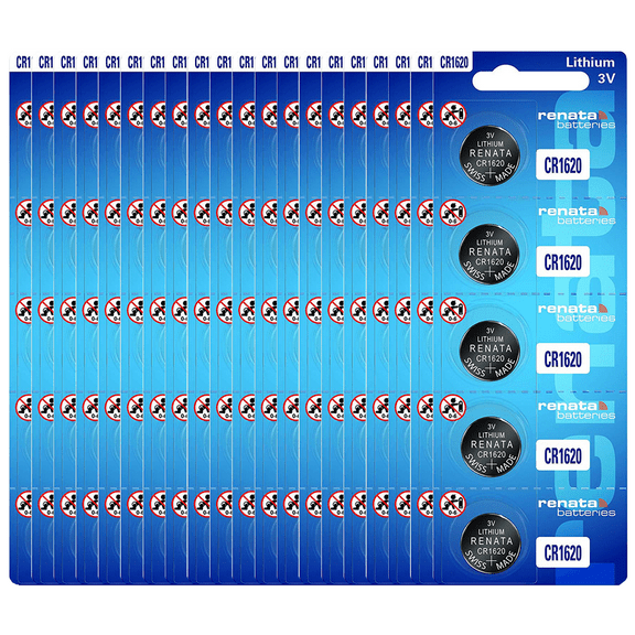 Renata CR1620 Batteries - 3V Lithium Coin Cell 1620 Battery (100 Count)