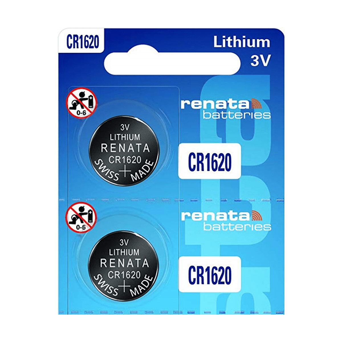 Renata CR1620 Batteries - 3V Lithium Coin Cell 1620 Battery (2 Count)