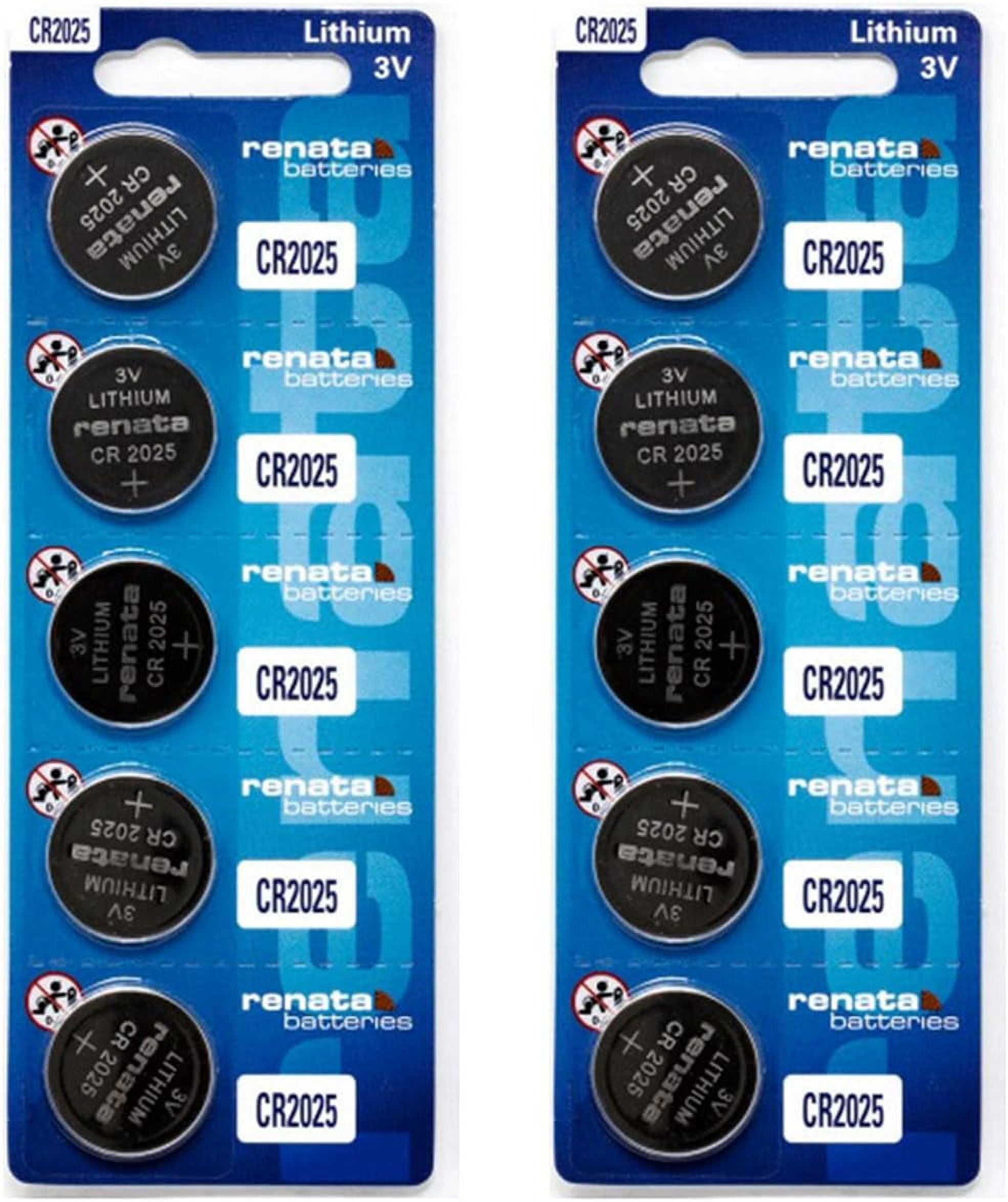 Renata CR2025 Batteries 3V Lithium Coin Cell 2025 Battery (10 Count