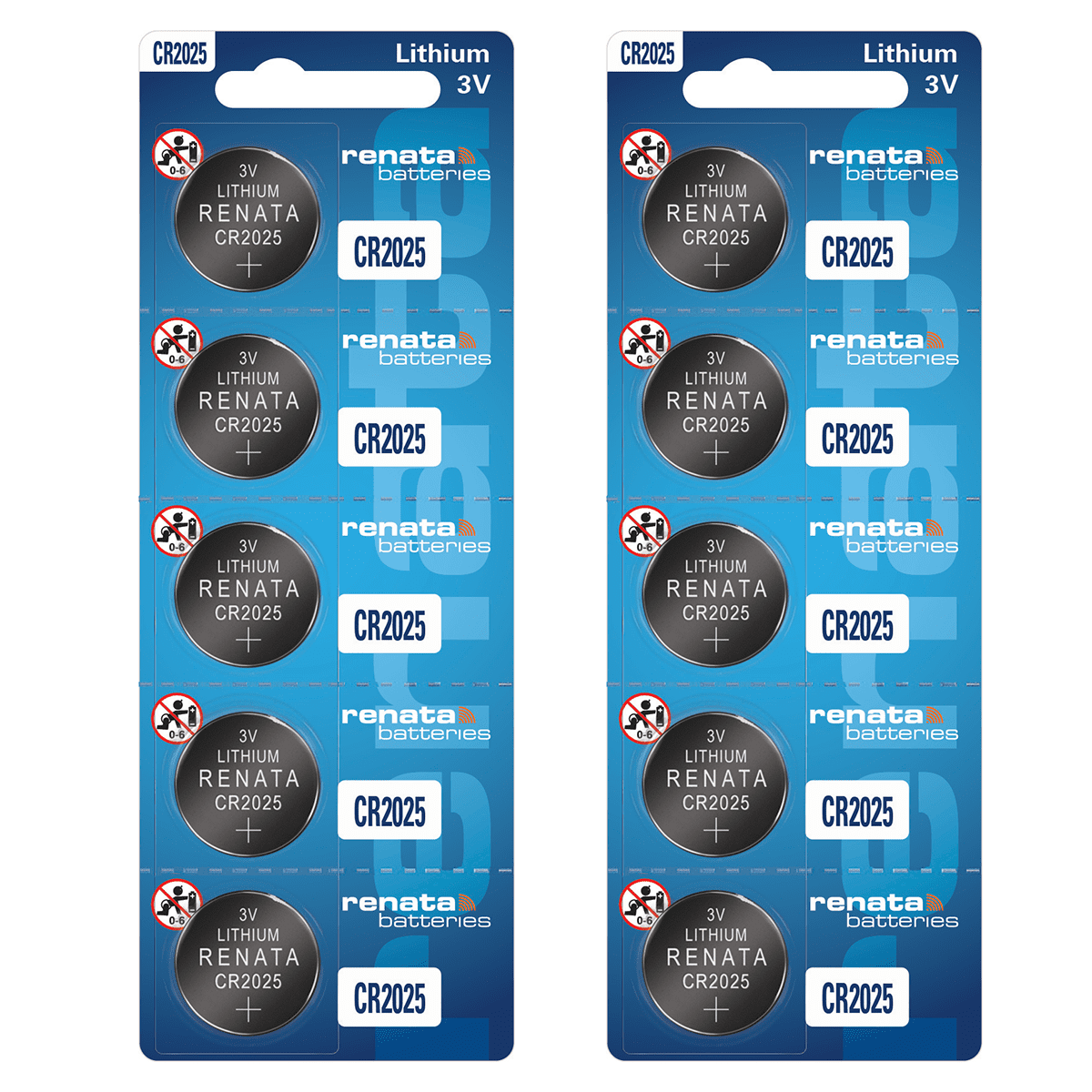 Renata CR2025 Batteries 3V Lithium Coin Cell 2025 Battery (10 Count