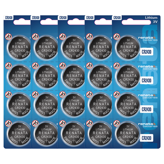 Renata CR2430 Batteries - 3V Lithium Coin Cell 2430 Battery (20 Count)