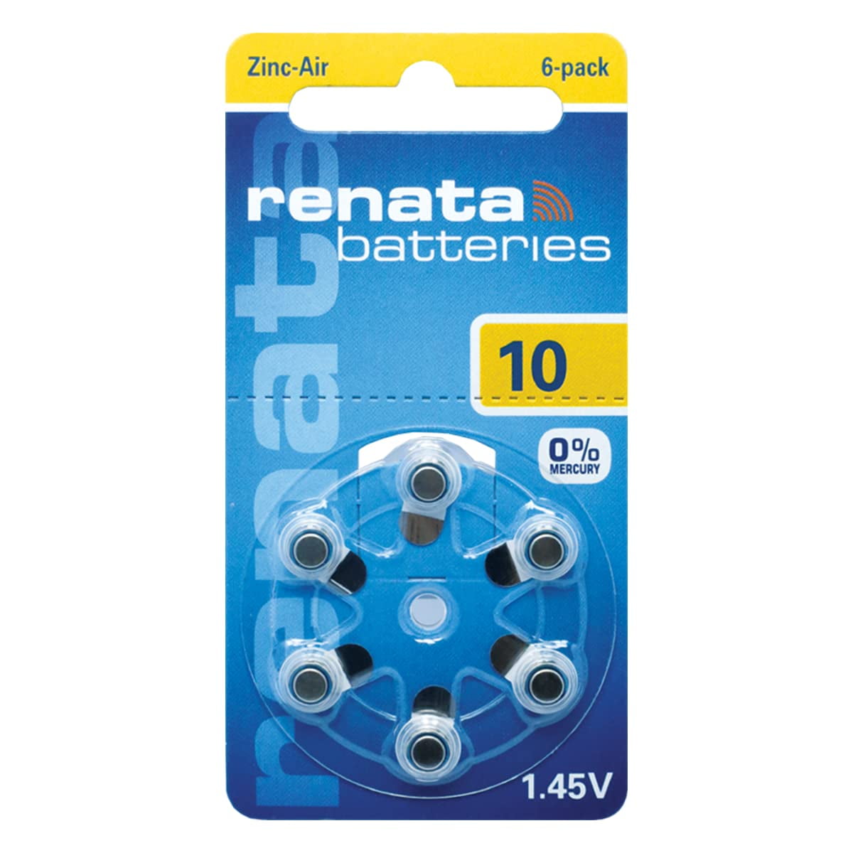 Renata Size 10 Zinc Air 1.45V Hearing Aid Battery Designed in