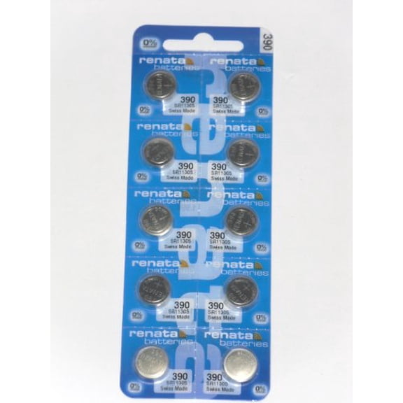 New Renata 10 Pcs/ 1 Card Silver Oxide Battery SR1130S, 390
