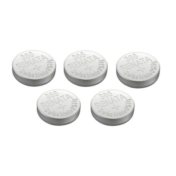 Renata Watch Battery Swiss Made Renata 386 or SR43SW Or AG12 1.5V (5 Batteries, 386 or SR 43 SW)