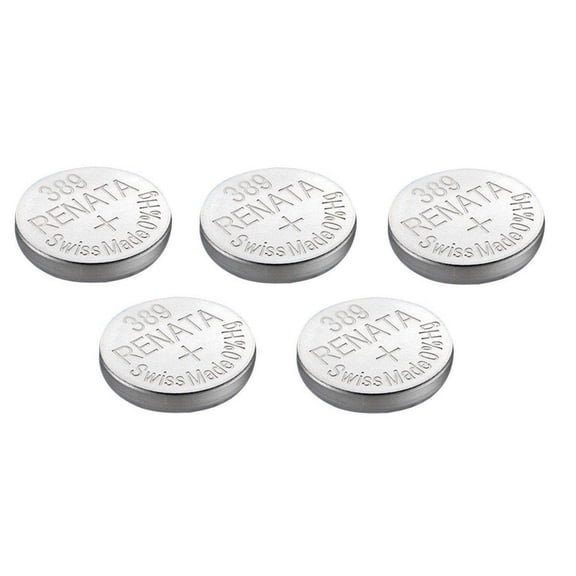 Renata Watch Battery Swiss Made Renata 389 or SR1130SW Or AG10 1.5V (5 Batteries, 389 or SR 1130 SW)
