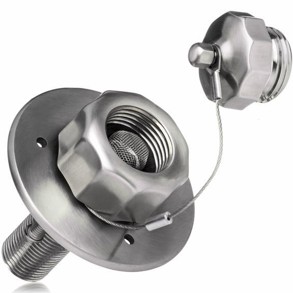 Renator All Metal RV City Water Inlet with Check Valve RV Water Inlet Replacement RV Water Fill Inlet Connection for RV Camper Motorhome Trailer Marine, Brushed Stainless Steel