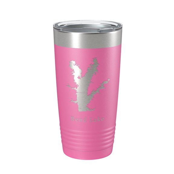 Rend Lake Map Tumbler Travel Mug Insulated Laser Engraved Coffee Cup Illinois 20 oz Pink