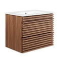 thumbnail image 1 of Render 24" Wall-Mount Bathroom Vanity Walnut White, 1 of 6