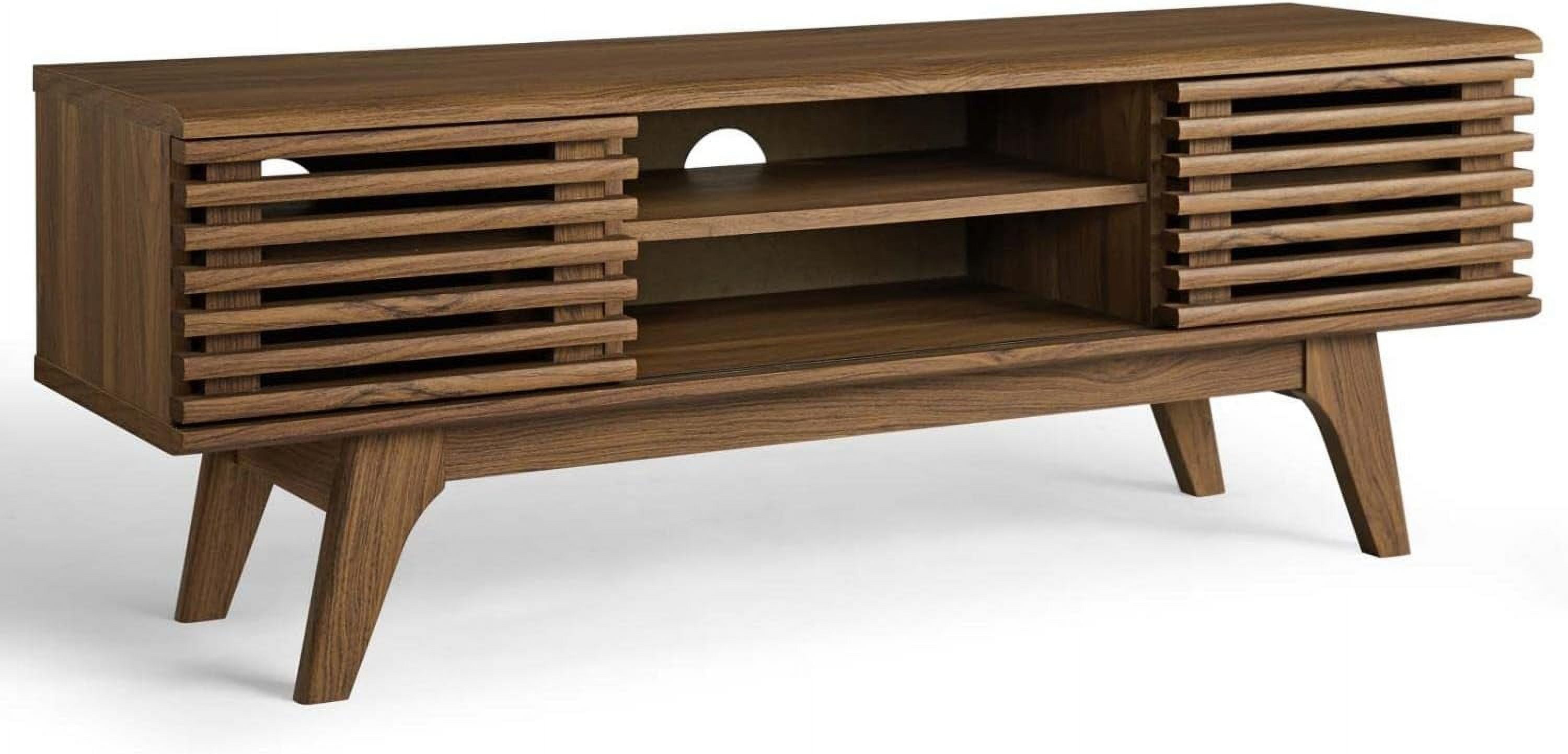 Walnut 46" Mid-Century Modern Media Console with Cabinet