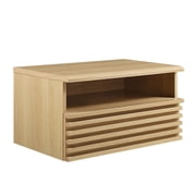 Modway Render 1-Drawer Wall-Mount Modern Wood Nightstand in Oak