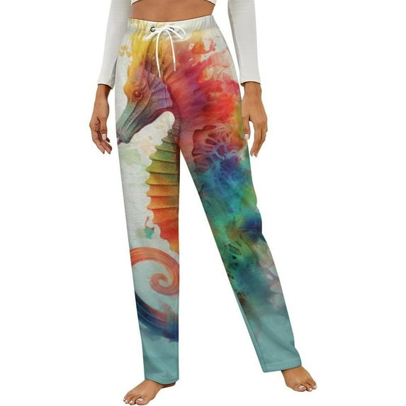 Rendering Seahorse Winter Female Pants Flannel High Waist Women Pants Lady Warm Straight Leg Plush Trousers