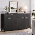 thumbnail image 1 of Laintene Sideboard Cabinet, 55" Fluted Buffet Cabinet with Storage Drawers, Modern Accent Storage Cabinet with Adjustable Shelves, Wood TV Stand for Kitchen, Dining Living Room, Entryway, Black, 1 of 7
