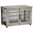 thumbnail image 1 of Laintene Dog Crate Furniture, Dog Kennels for Inside with Pads and Wheels, Heavy Duty Pet House for Medium to Large Dogs, Gray, 1 of 9