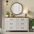 thumbnail image 1 of LainTene White Dresser for Bedroom, 47" Farmhouse Dresser with Antique Handles, Vintage 6 Drawers Dresser, Chest of Drawers Storage Cabinet for Living Room, Entryway, 1 of 10