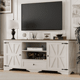 thumbnail image 1 of Laintene TV Stands for 65" TV, Entertainment Center with Barn Door, Adjustable Shelves & Storage Cabinets, Solid Wood Media Farmhouse TV Console for Living Room, White, 1 of 9