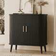 thumbnail image 1 of Laintene Sideboard, 31" Buffet Cabinet with 2 Sliding Tambour Doors, Adjustable Shelves for Kitchen Storage Cabinet, Mid-Century Modern Accent Cabinet for Living Room, Black, 1 of 9