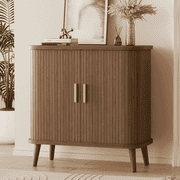 Laintene Sideboard, 31 Buffet Cabinet with 2 Sliding Tambour Doors, Adjustable Shelves for Kitchen Storage Cabinet, Mid-Century Modern Accent Cabinet for Living Room, Walnut