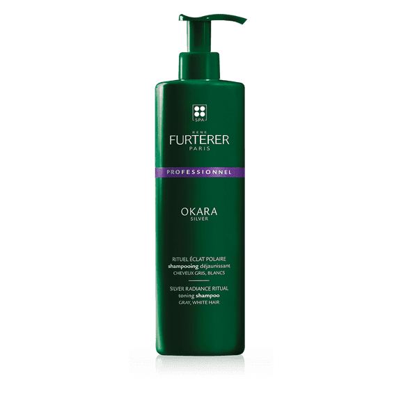 Rene Furterer OKARA SILVER Toning Shampoo - Purple Shampoo for Blonde, White, Grey, Silver, Pastel Hair - Neutralize Brassy, Yellow Tones, 20.2 fl oz