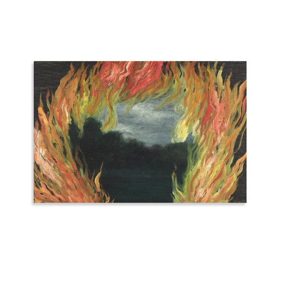 Rene Magritte Le Paysage En Feu Canvas Famous Paintings, Wall Art Posters, Decorative Hanging Pictures Artworks Canvas Poster Room Aesthetic Wall Art Prints Home Modern Decor Gifts 24x36inch(60x90cm)