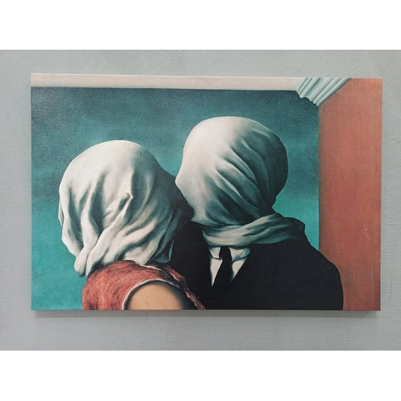 Rene Magritte The Lovers, Canvas Home Decor, Wall Art, Large Canvas, Famous 3D Canvas, The Lovers Art Canvas, Trendy Artwork, Canvas Wall Decor - Black Framed