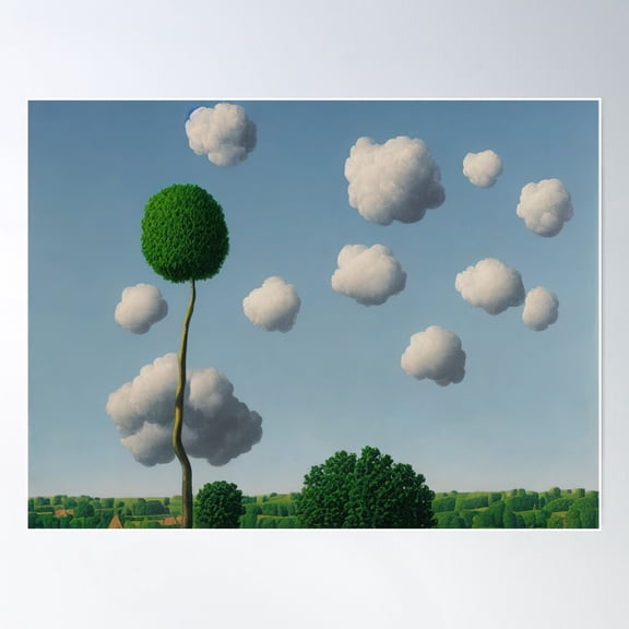 Rene Magritte Tree And Cloud Poster Wall Art, Modern Wall Decor For Living Room Bedroom, 24x36 UNFRAMED