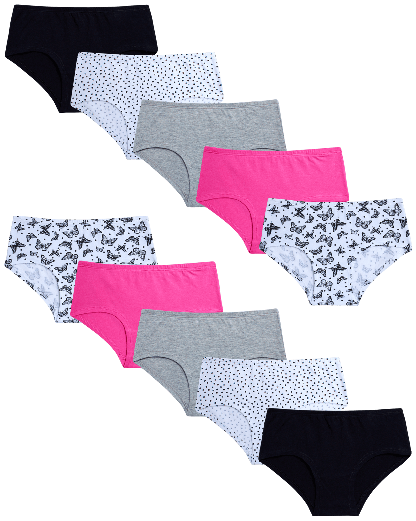 Rene Rofe Girls' Julianna Underwear 10 Pack Stretch Cotton Hipster