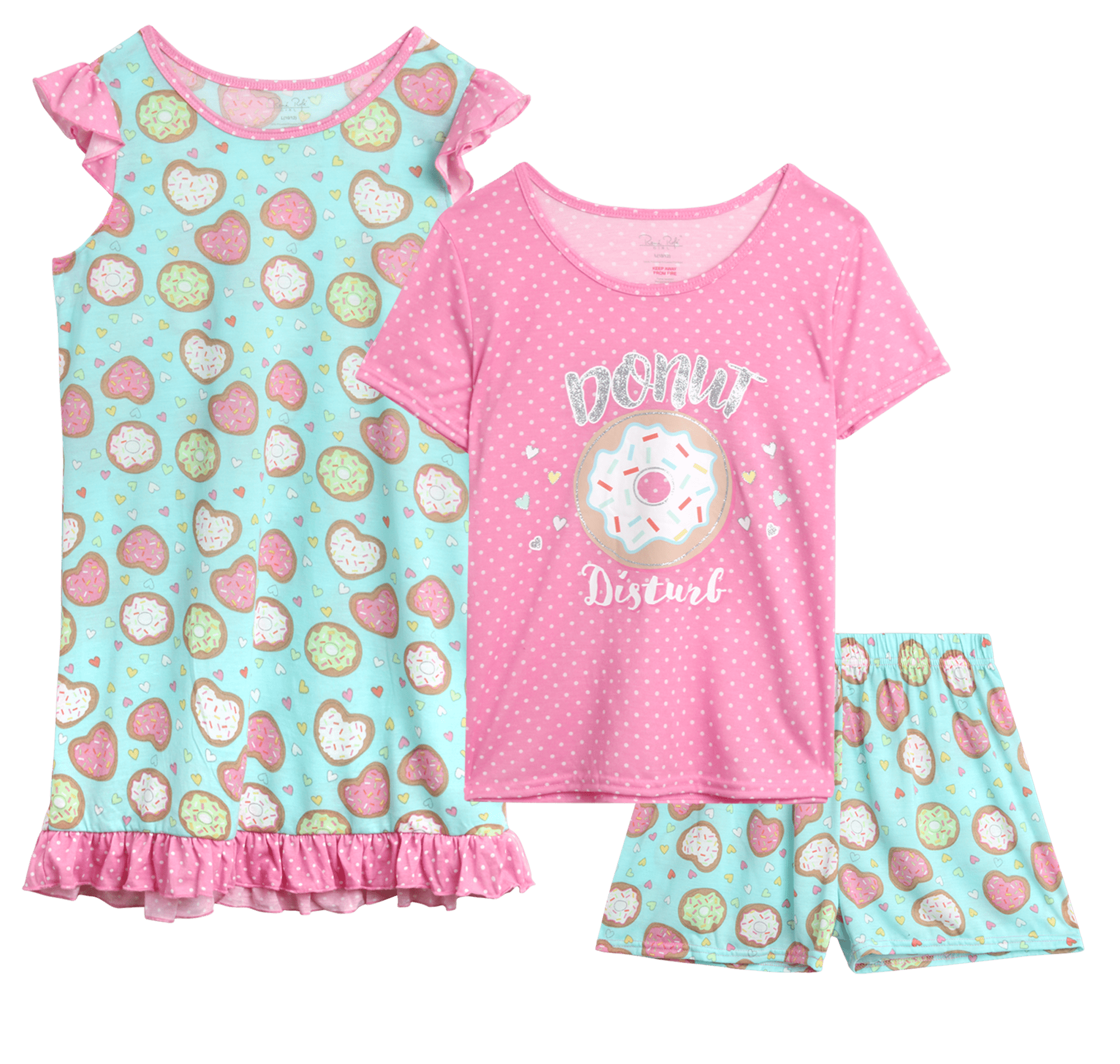 Rene Rofe Girls Pajama Set 3 Piece Ruffle Sleep Gown Sleep Shirt rene-rofe-girls-pajama-set-3-piece-ruffle-sleep-gown-sleep-shirt