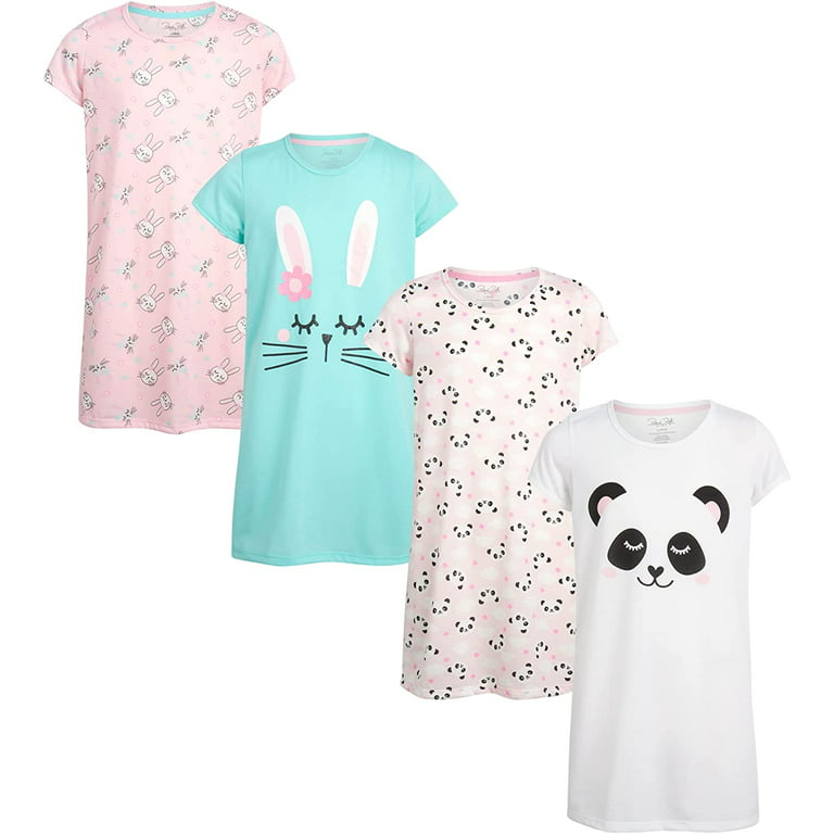 Rene Rofe Girls' Pajamas – 4 Piece Short Sleeve Sleep Shirt