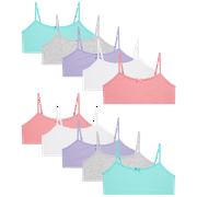 Rene Rofe Girls' Training Bra - 10 Pack Cotton Stretch Adjustable Strap Bralette Starter Bras (7-14)
