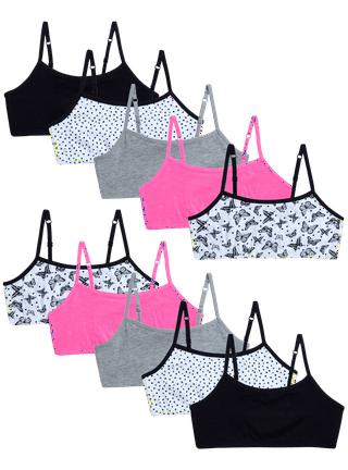MANJIAMEI 10 Pack Girls Cotton Sports Bras Cami Crop Bralette Training  Bras, Size 10-12