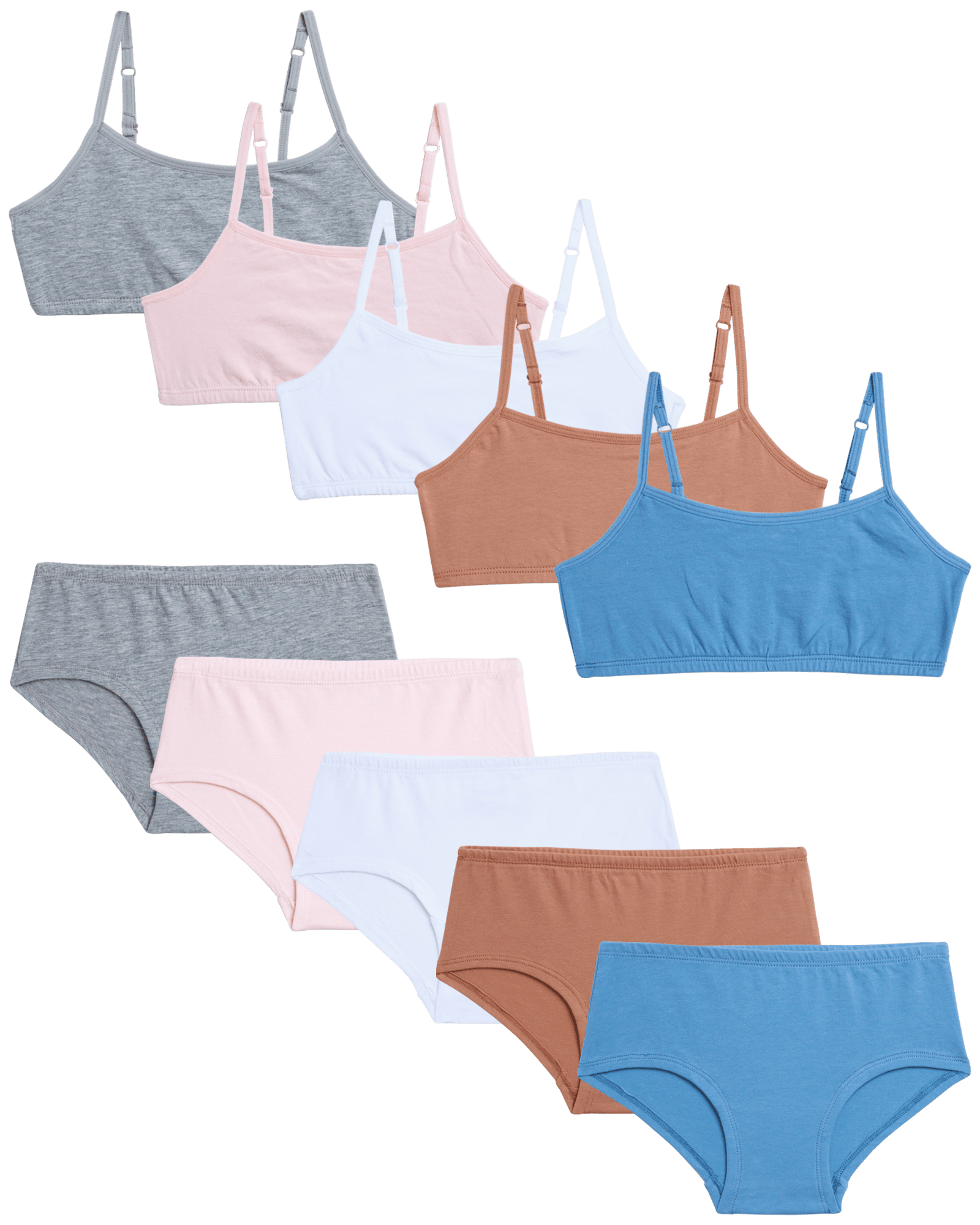 Rene Rofe Girls’ Training Bra Set 10 Piece Cotton Cami Bralette and