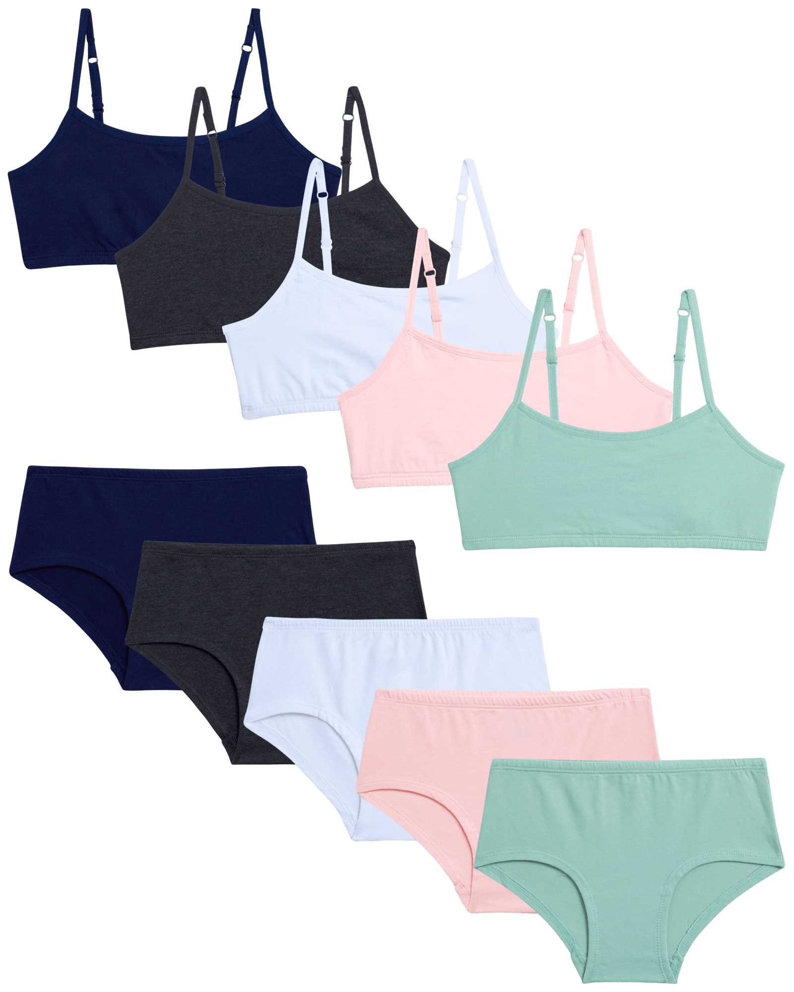 Rene Rofe Girls’ Training Bra Set 10 Piece Cotton Cami Bralette and